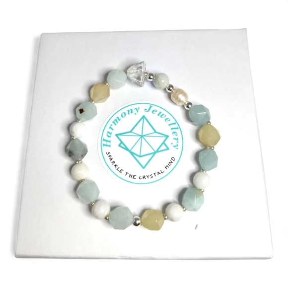 Amazonite and White Jade Bracelets - Picture 2 of 4
